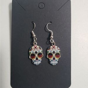 Handmade Halloween Day of the Dead Dia De Muertos candy skull earrings